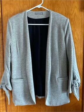 Nordstrom Olivia Moon Women's Gray Open-Front Knot Sleeve Blazer - Roomy Size S